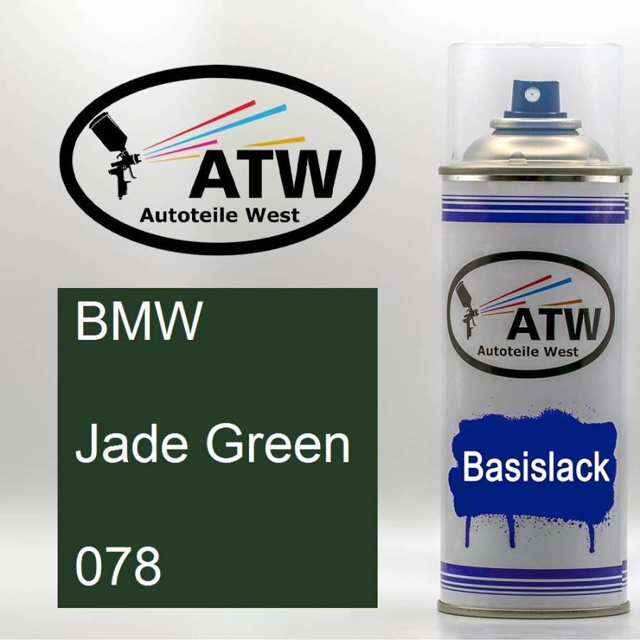 BMW, Jade Green, 078: 400ml Sprühdose, von ATW Autoteile West.